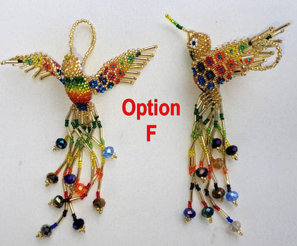 BEADED HUMMINGBIRD Hanging ORNAMENT Gift For Bird Lovers - Czech Glass Seed Beads And Nylon Thread
