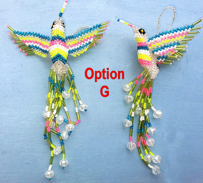 BEADED HUMMINGBIRD Hanging ORNAMENT Gift For Bird Lovers - Czech Glass Seed Beads And Nylon Thread