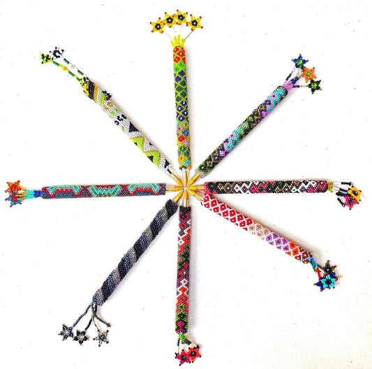 BEADED COVER Pen Sleeve Geometric Floral Pattern ORNAMENT Gift - Czech Glass Seed Beads And Nylon Thread
