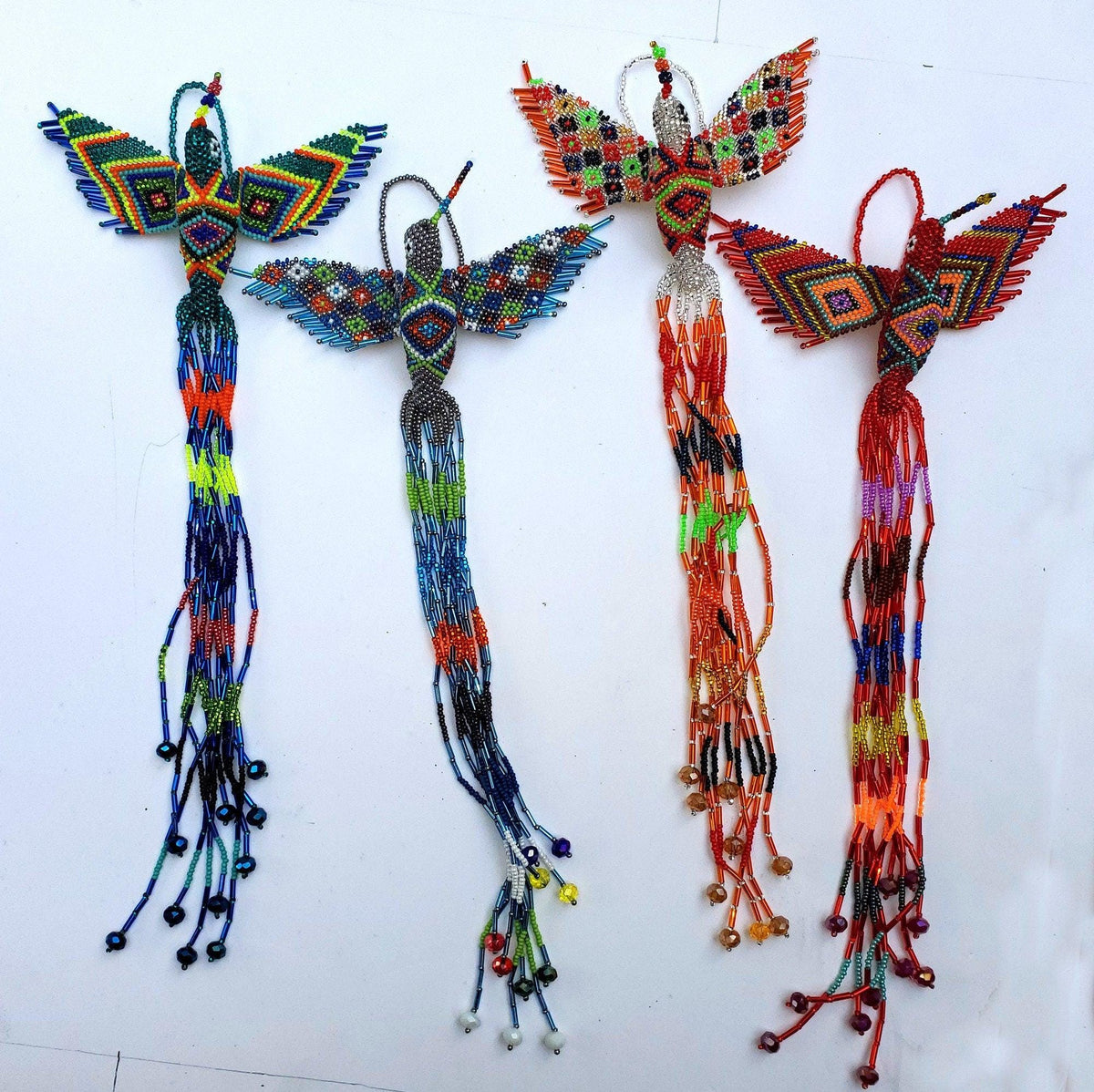 Hummingbird Ornament, Beaded Hummingbird, Mini Glass Ornaments,