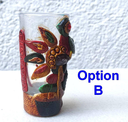 Mayan TEQUILA Shot Glass - Hand CARVED Glass shot -