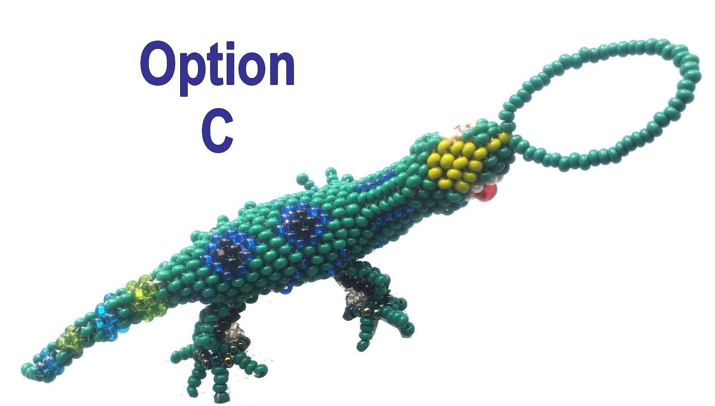BEADED LIZARD Hanging ORNAMENT Gift For Animal Lovers - Czech Glass Seed Beads And Nylon Thread