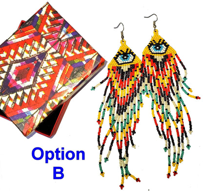 Guatemalan Handmade Colorful CONFETTI Seed BEAD EARRINGS