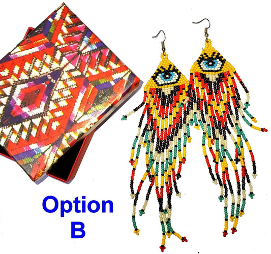 Guatemalan Handmade Colorful CONFETTI Seed BEAD EARRINGS