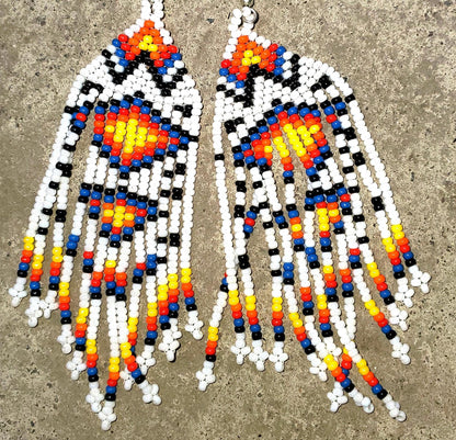 Guatemalan Handmade Colorful CONFETTI Seed BEAD EARRINGS