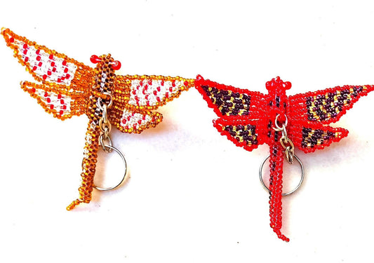 BEADED DRAGONFLY Hanging ORNAMENT Gift For Bird Lovers - Czech Glass Seed Beads And Nylon Thread