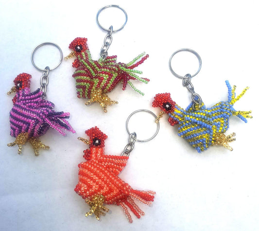 BEADED ROOSTER Hanging ORNAMENT Gift For Bird Lovers - Czech Glass Seed Beads And Nylon Thread