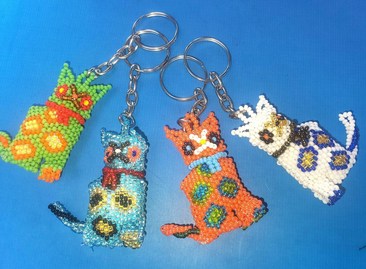 BEADED Kitty Hanging ORNAMENT Gift For Cat Lovers - Czech Glass Seed Beads And Nylon Thread