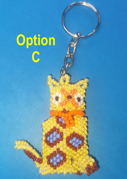 BEADED Kitty Hanging ORNAMENT Gift For Cat Lovers - Czech Glass Seed Beads And Nylon Thread