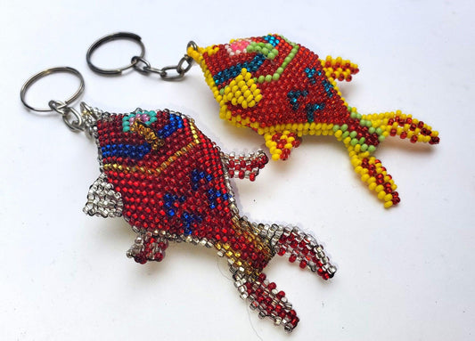 BEADED FISH Hanging ORNAMENT Gift For Animal Lovers - Czech Glass Seed Beads And Nylon Thread