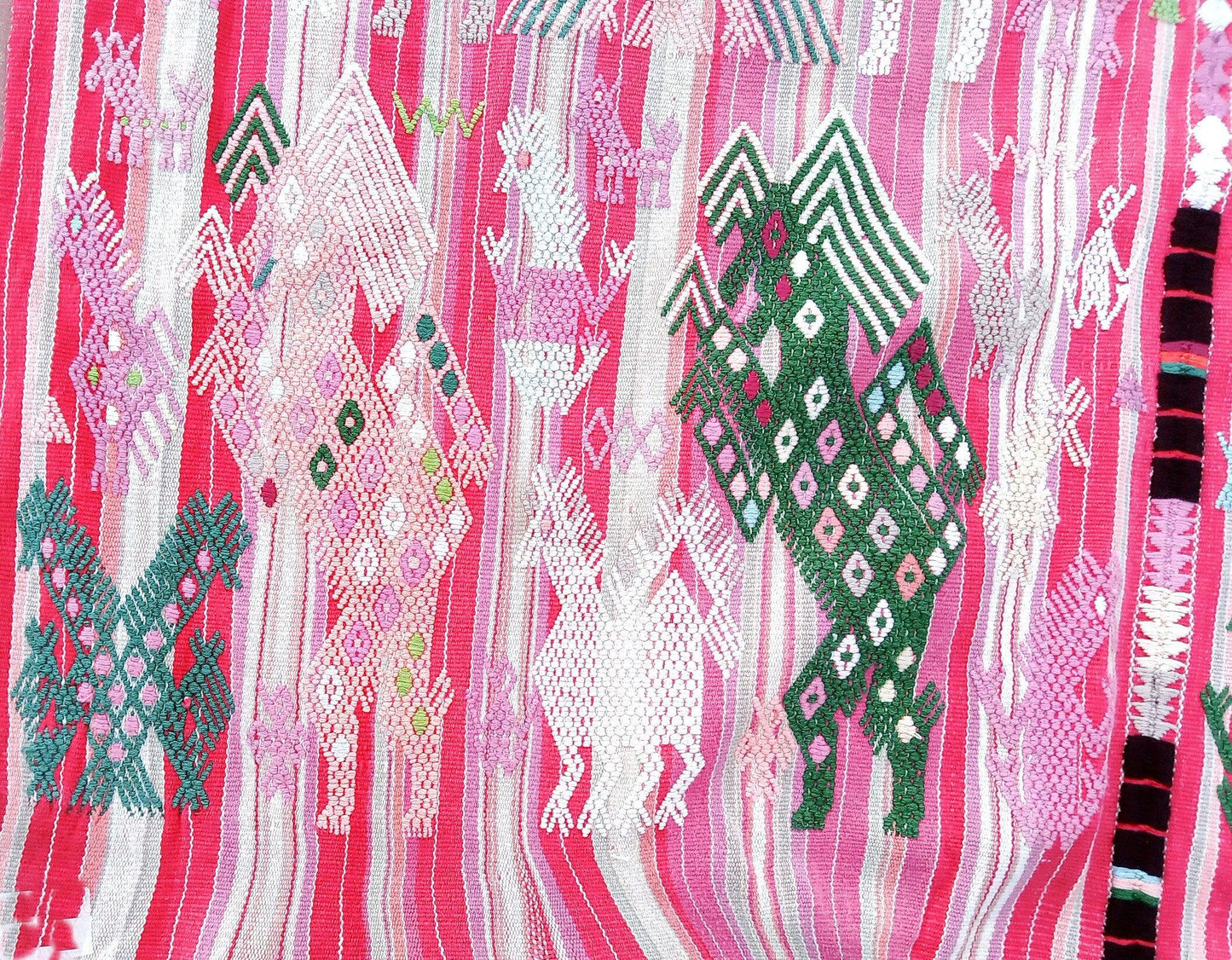 Guatemalan Blankish HORSES and EAGLES TSUTE - Tablecloth - Throw