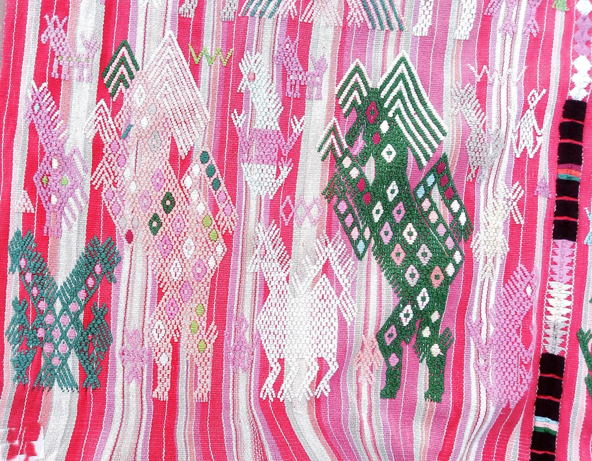 Guatemalan Blankish HORSES and EAGLES TSUTE - Tablecloth - Throw
