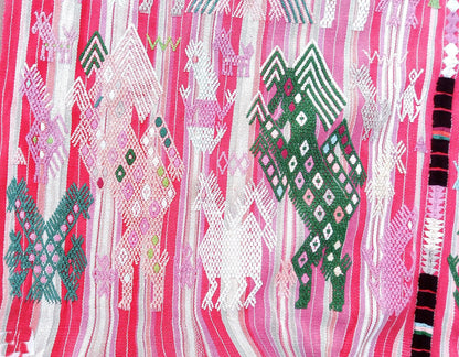 Guatemalan Blankish HORSES and EAGLES TSUTE - Tablecloth - Throw