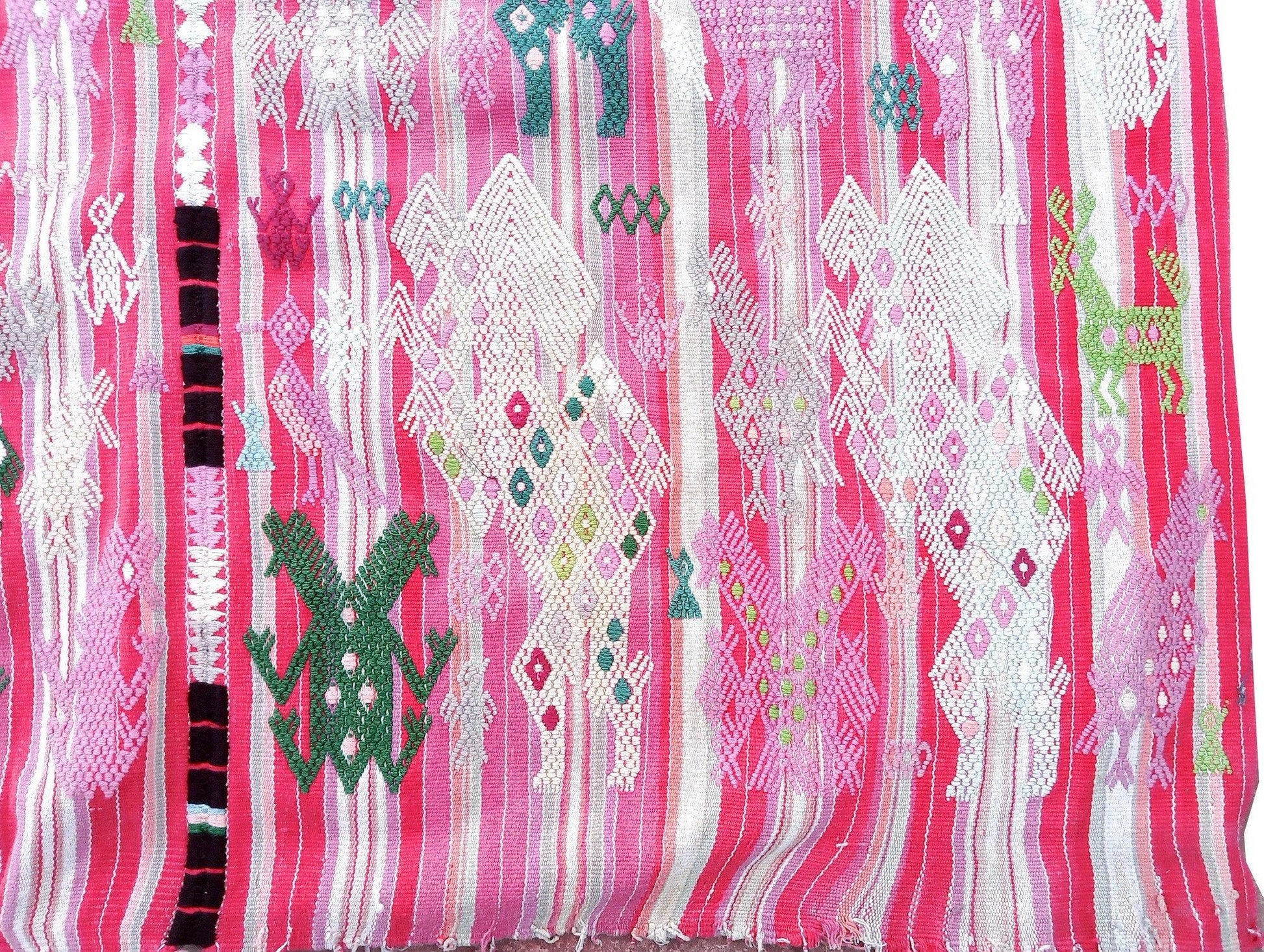 Guatemalan Blankish HORSES and EAGLES TSUTE - Tablecloth - Throw