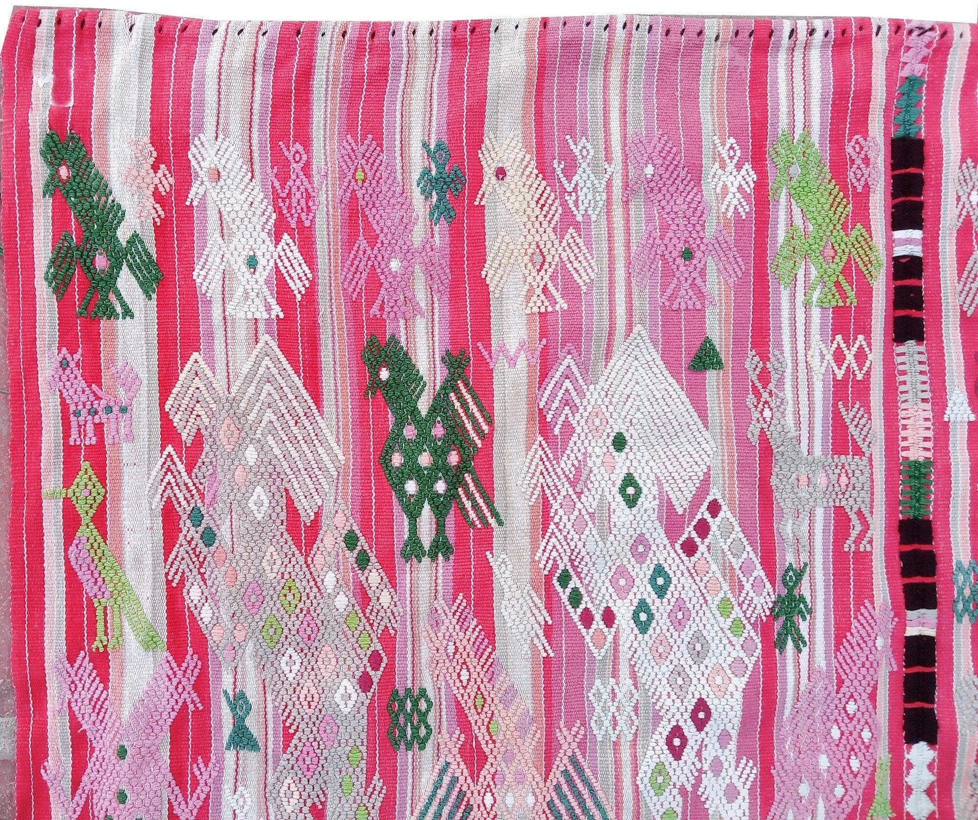 Guatemalan Blankish HORSES and EAGLES TSUTE - Tablecloth - Throw