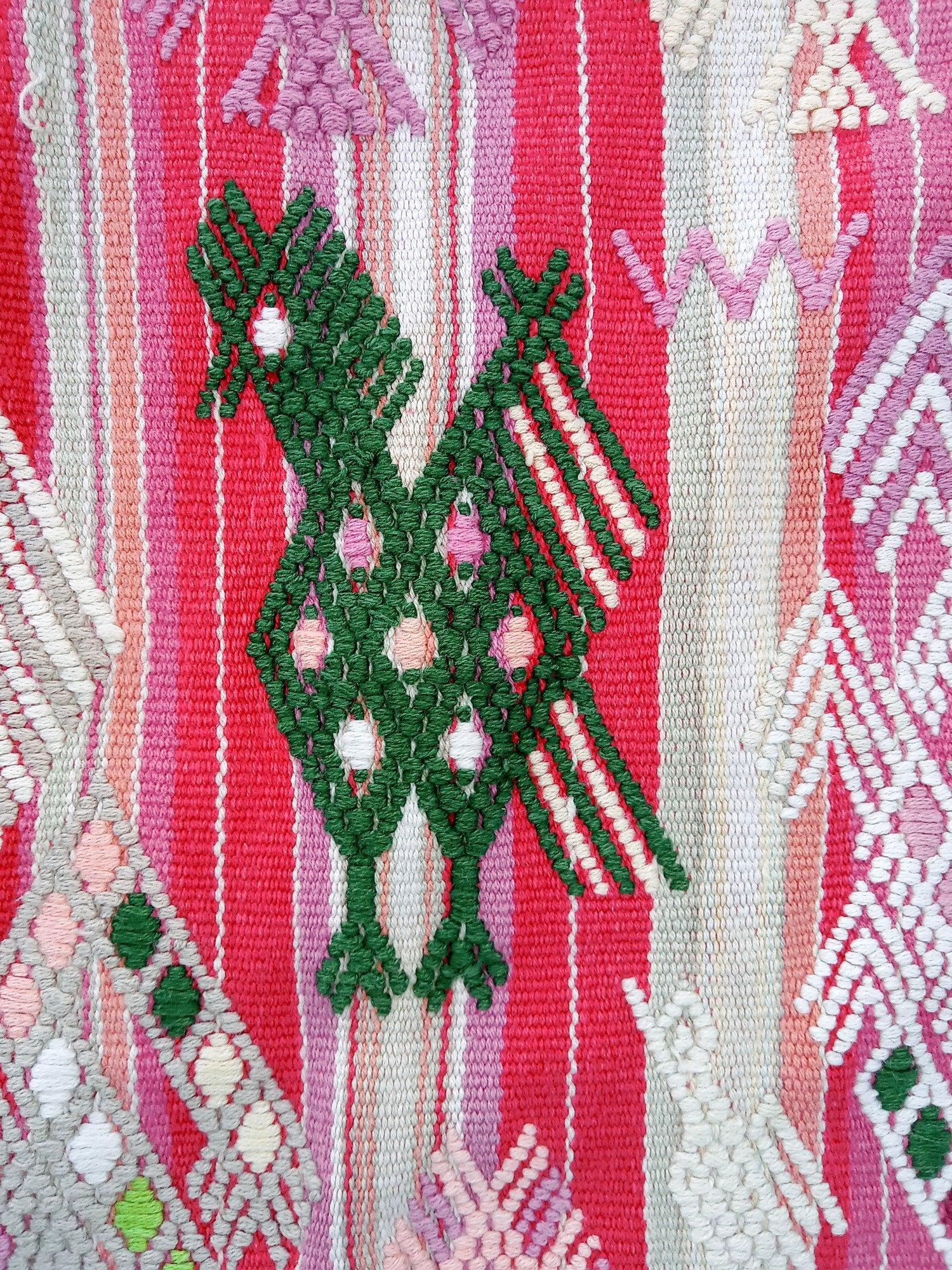 Guatemalan Blankish HORSES and EAGLES TSUTE - Tablecloth - Throw