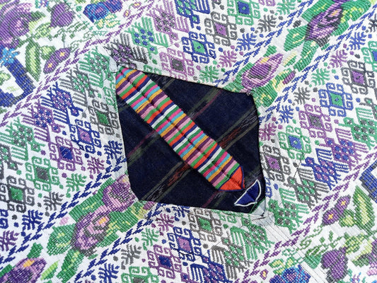 Guatemalan multicolor Patchwork Quilt -Blue birds embroidery- huipil throw - Mayan Fair Trade 