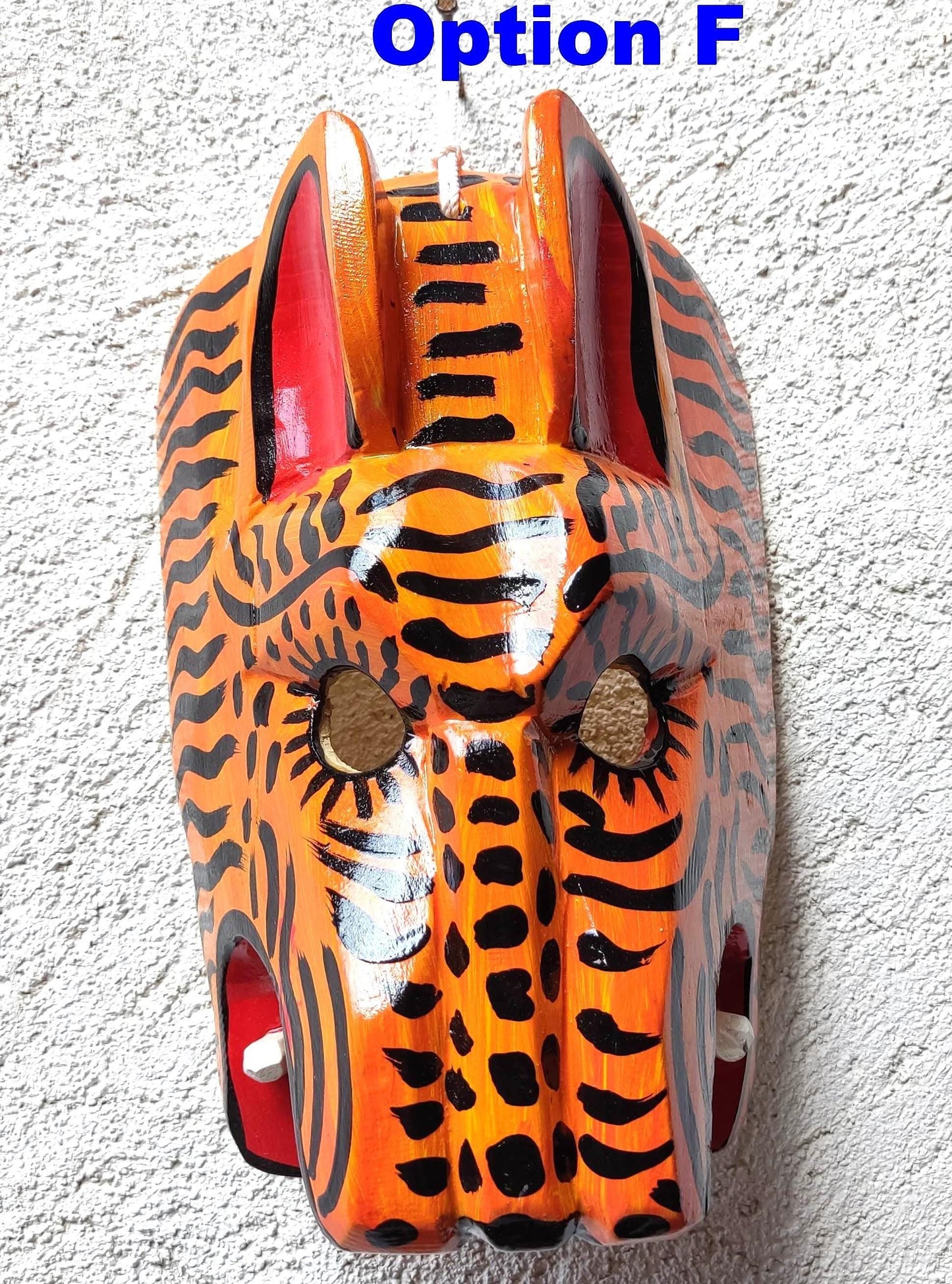 Hand-Painted Pinewood JAGUAR Carved Mask from Guatemala Made in NAHUALA