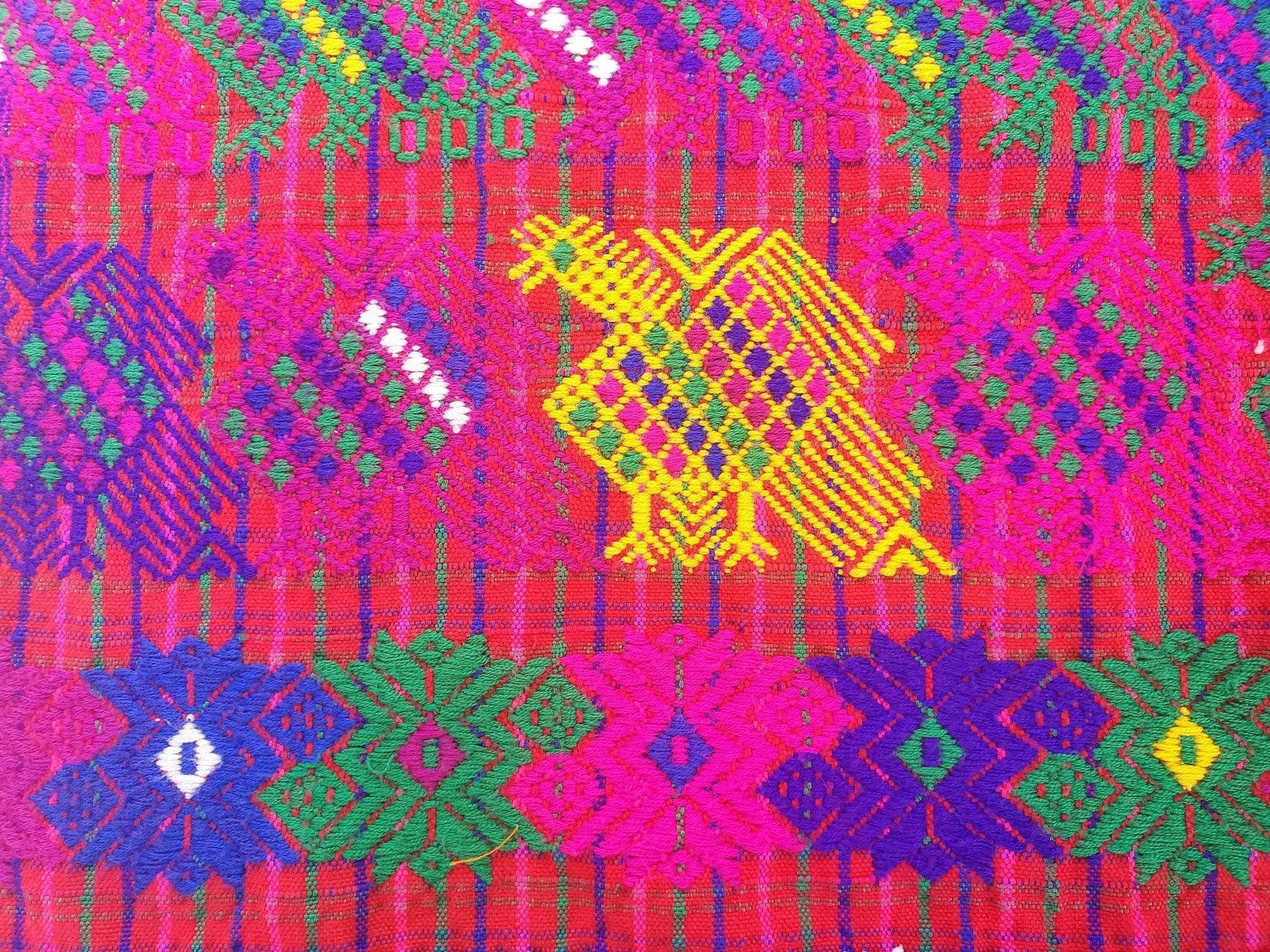 Guatemalan Red Roosters TSUTE - TABLECLOTH - throw -Santo Domingo XENACOJ