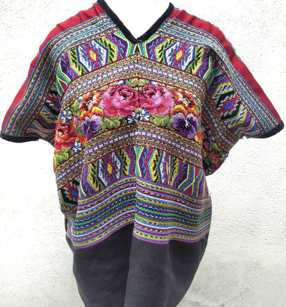 Cotton Unique Black Handmade WEAVED -San Juan COMALAPA- Huipil