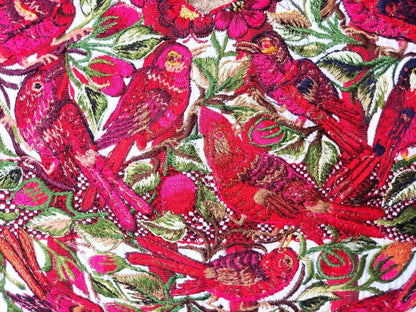Vintage Handmade EMBROIDERED Birds SANTIAGO Atitlan Huipil Cotton Wall Decor Tapestry