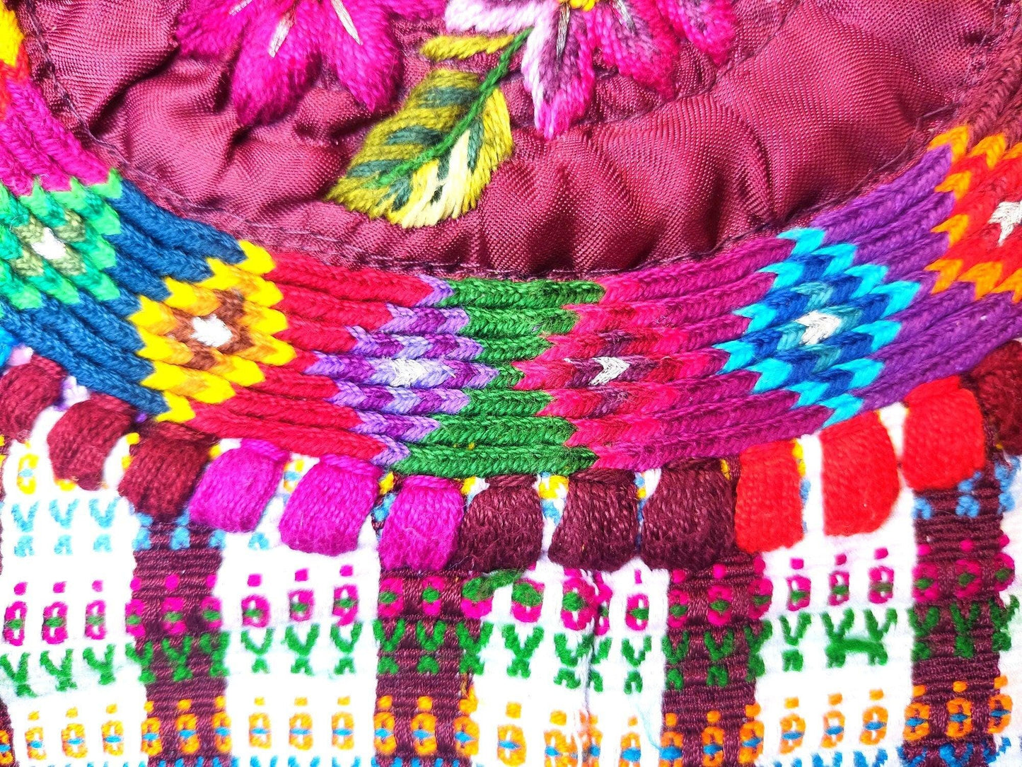 Vintage Handmade EMBROIDERED Rombus An Flowers SANTIAGO ATITLAN huipil cotton wall decor tapestry 211