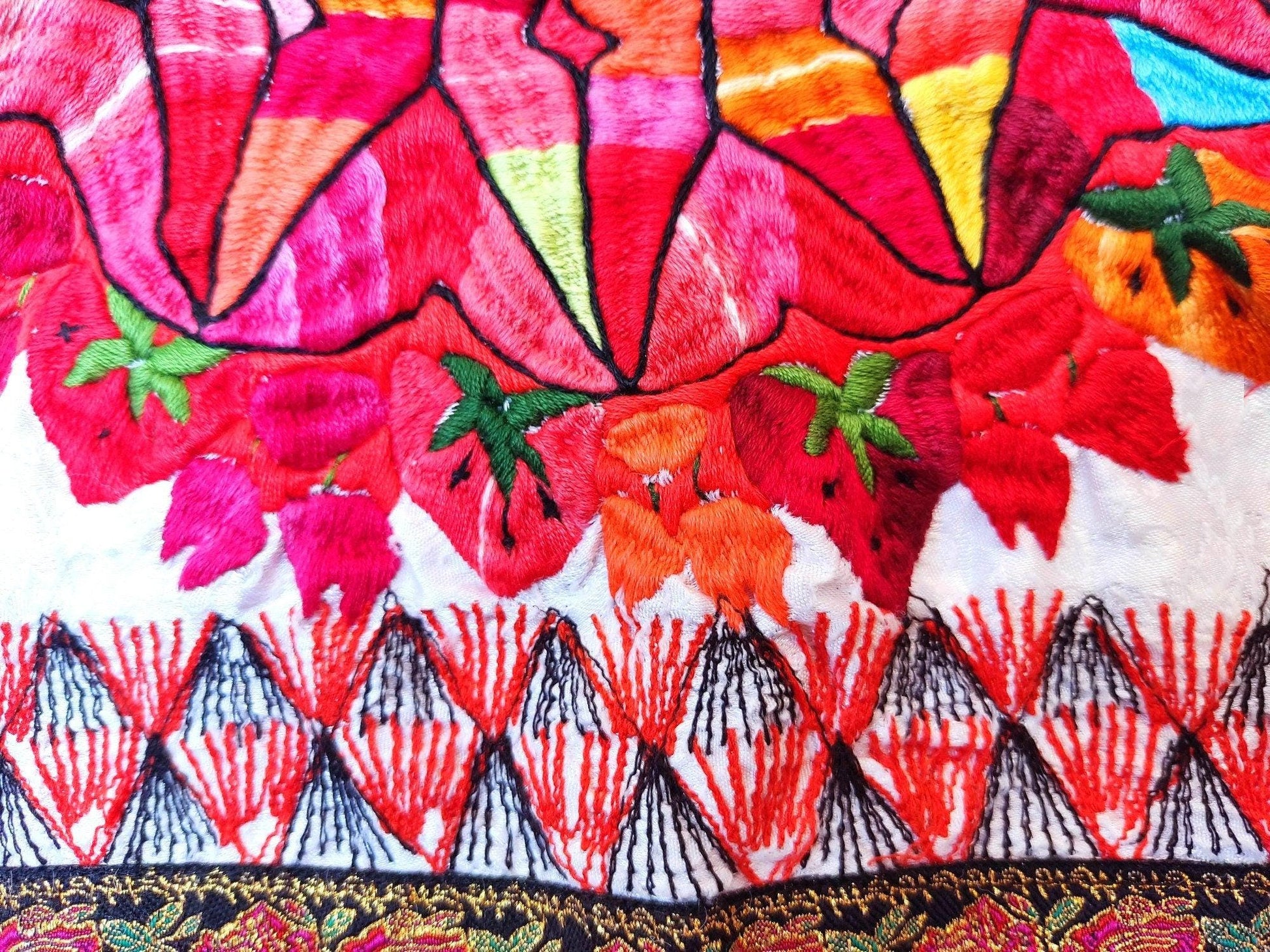Vintage Guatemalan unique handmade weaved - AGUACATAN Huipil BLOUSE-