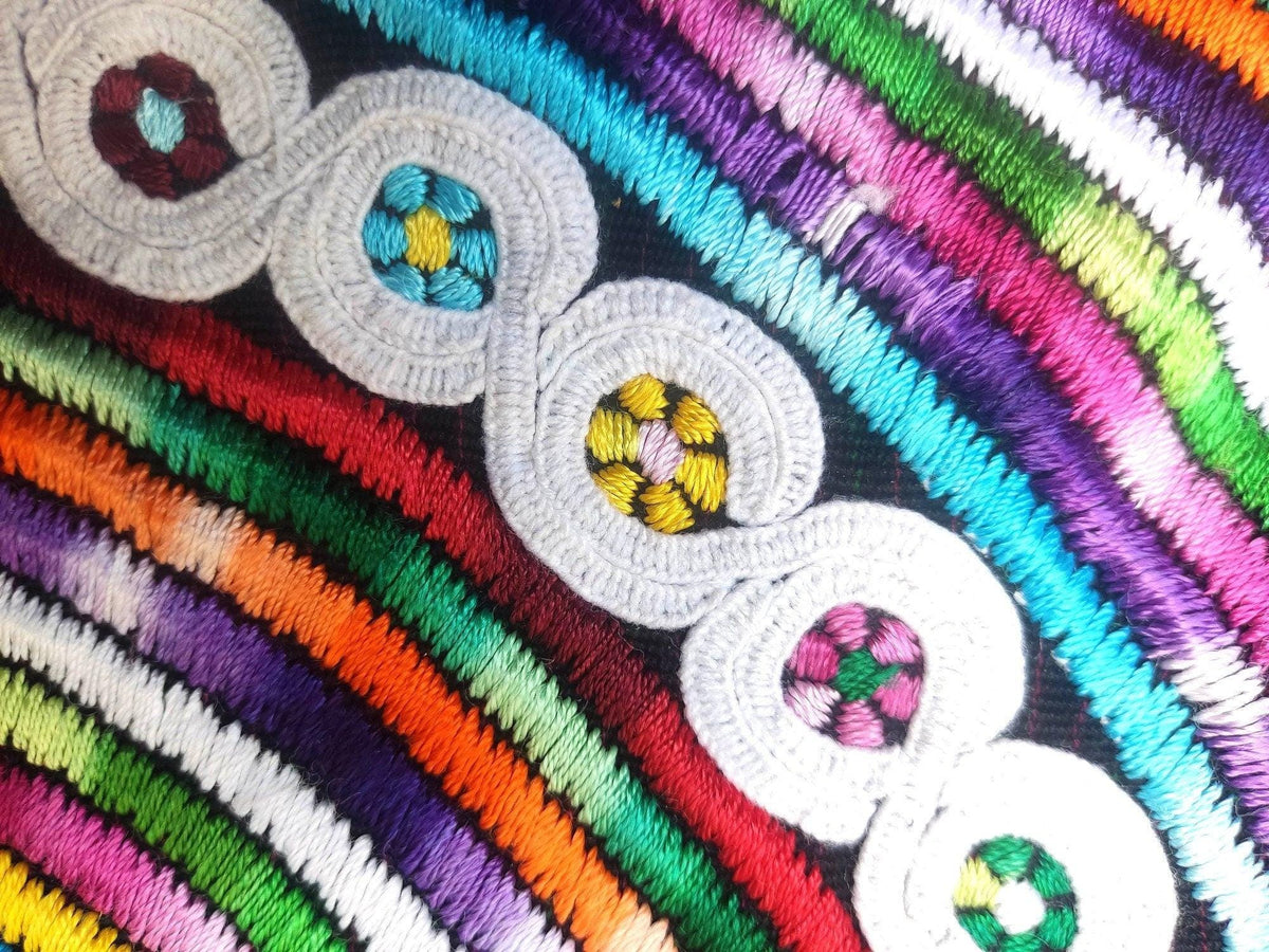 Vintage black unique Guatemala handmade weaved -Joyabaj huipil