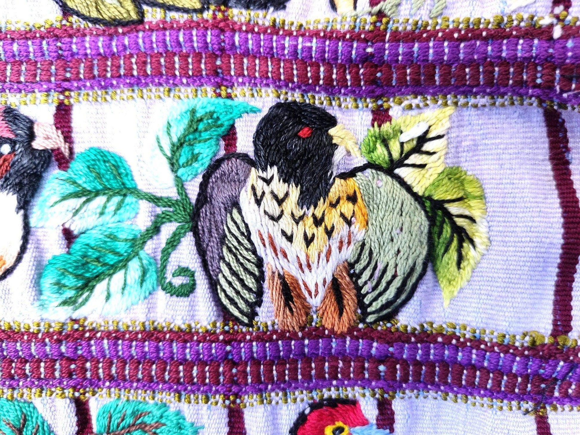 Vintage Santiago Atitlan Huipil Embroidery BIRDS Cotton TAPESTRY And BLOUSE - Home Wall Decor Floral Wall Hanging Blouse