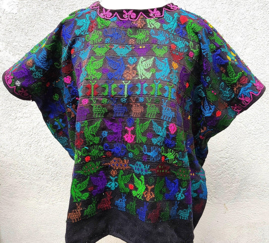 Vintage Guatemalan unique handmade weaved cotton -San Lucas Toliman-