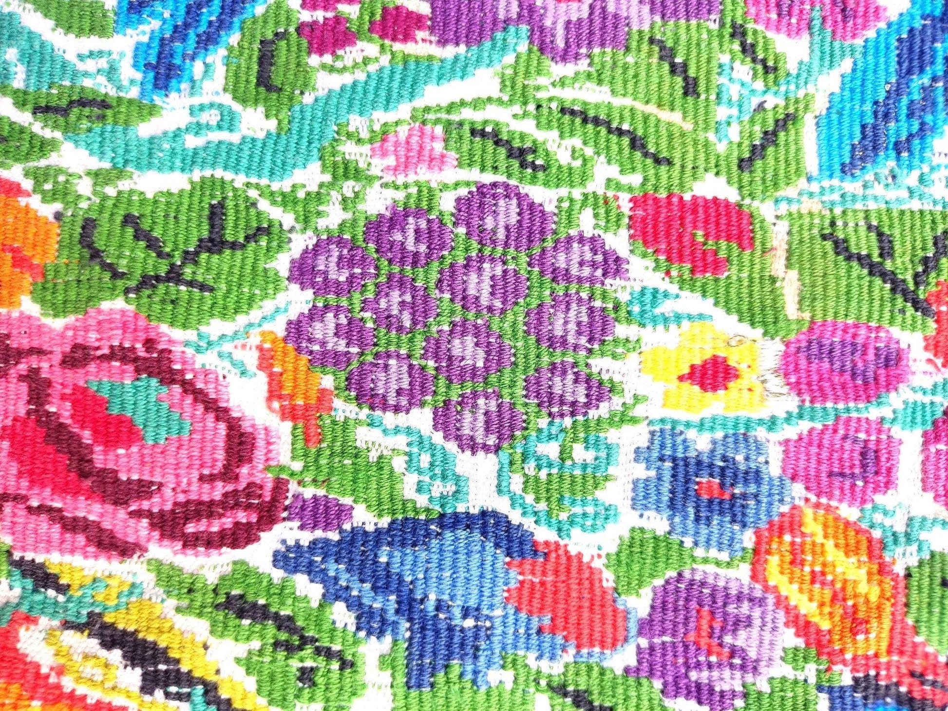 HUIPIL WEAVED Cotton Colorful Table RUNNER - Peacocks, Doves And a Plenty Of Flowers Guatemala Runner