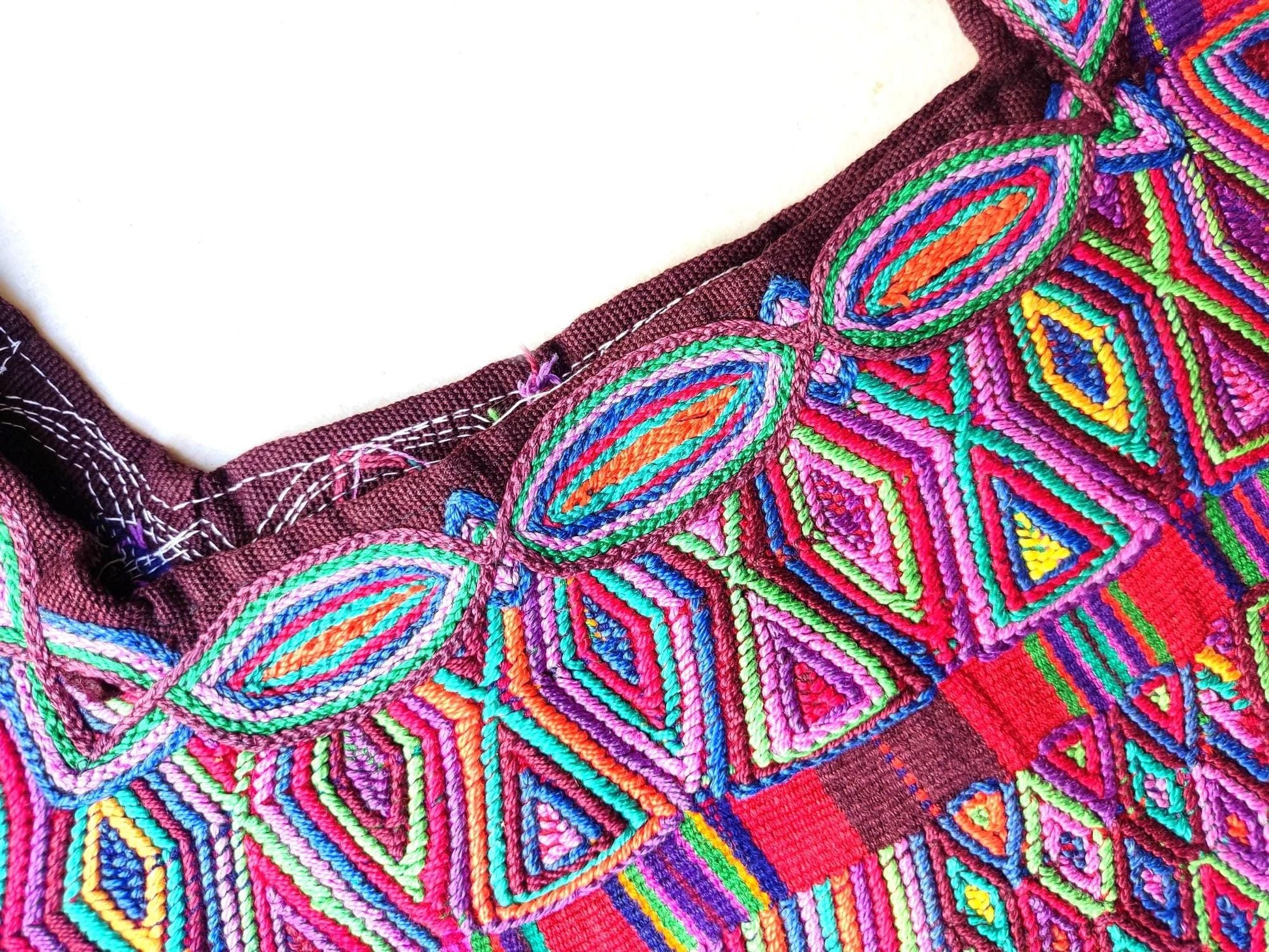 Vintage Guatemalan Unique Red Handmade Weaved Cotton -NEBAJ QUICHE Huipil- Birds HORSES and Geometric Patterns