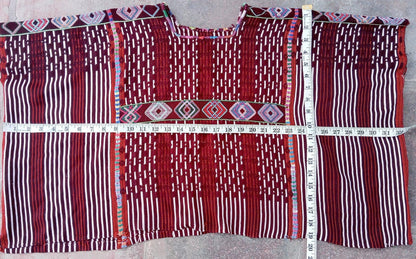 Vintage burgundy unique Guatemala handmade weaved -Colotenango huipil