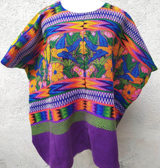 Vintage unique Guatemala handmade weaved cotton runner -Huipil from San Antonio Aguas Calientes-
