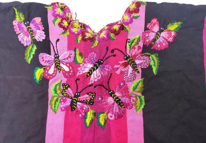 Vintage Santiago Atitlan Huipil Embroidery BIRDS Cotton TAPESTRY And BLOUSE - Home Wall Decor Floral Wall Hanging Blouse
