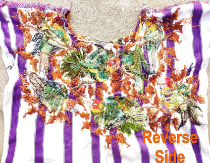 Vintage Handmade EMBROIDERED Parrots SANTIAGO Atitlan Huipil Cotton Wall Decor Tapestry
