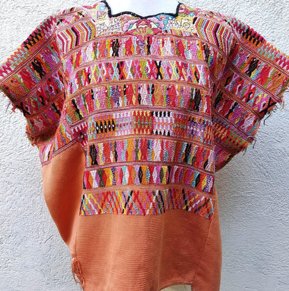 Vintage San Juan Cotzal Huipil Embroidery BIRDS Cotton TAPESTRY And BLOUSE - Home Wall Decor Geometric Wall Hanging Blouse