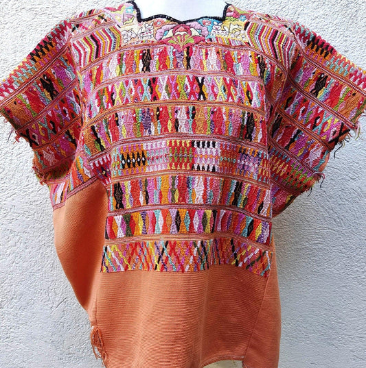 Vintage San Juan Cotzal Huipil Embroidery BIRDS Cotton TAPESTRY And BLOUSE - Home Wall Decor Geometric Wall Hanging Blouse