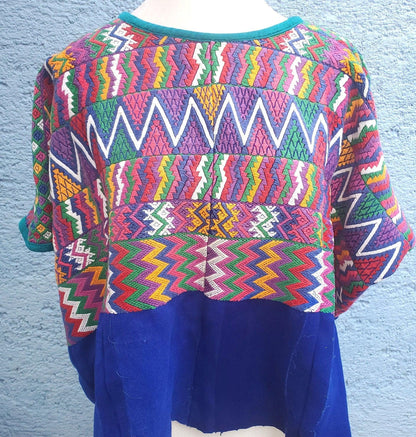 Vintage Guatemalan unique handmade weaved cotton -San Pedro Sacatepéquez huipil-