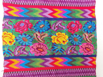Vintage unique Guatemala handmade weaved cotton runner -Huipil from San Antonio Aguas Calientes-
