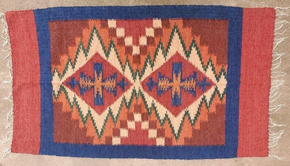 Handwoven WOOL RUG made in MOMOSTENANGO Guatemala / Geometric pattern