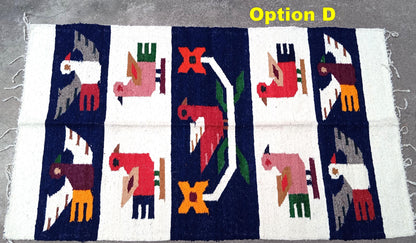 Handwoven WOOL RUG made in MOMOSTENANGO Guatemala / Birds pattern