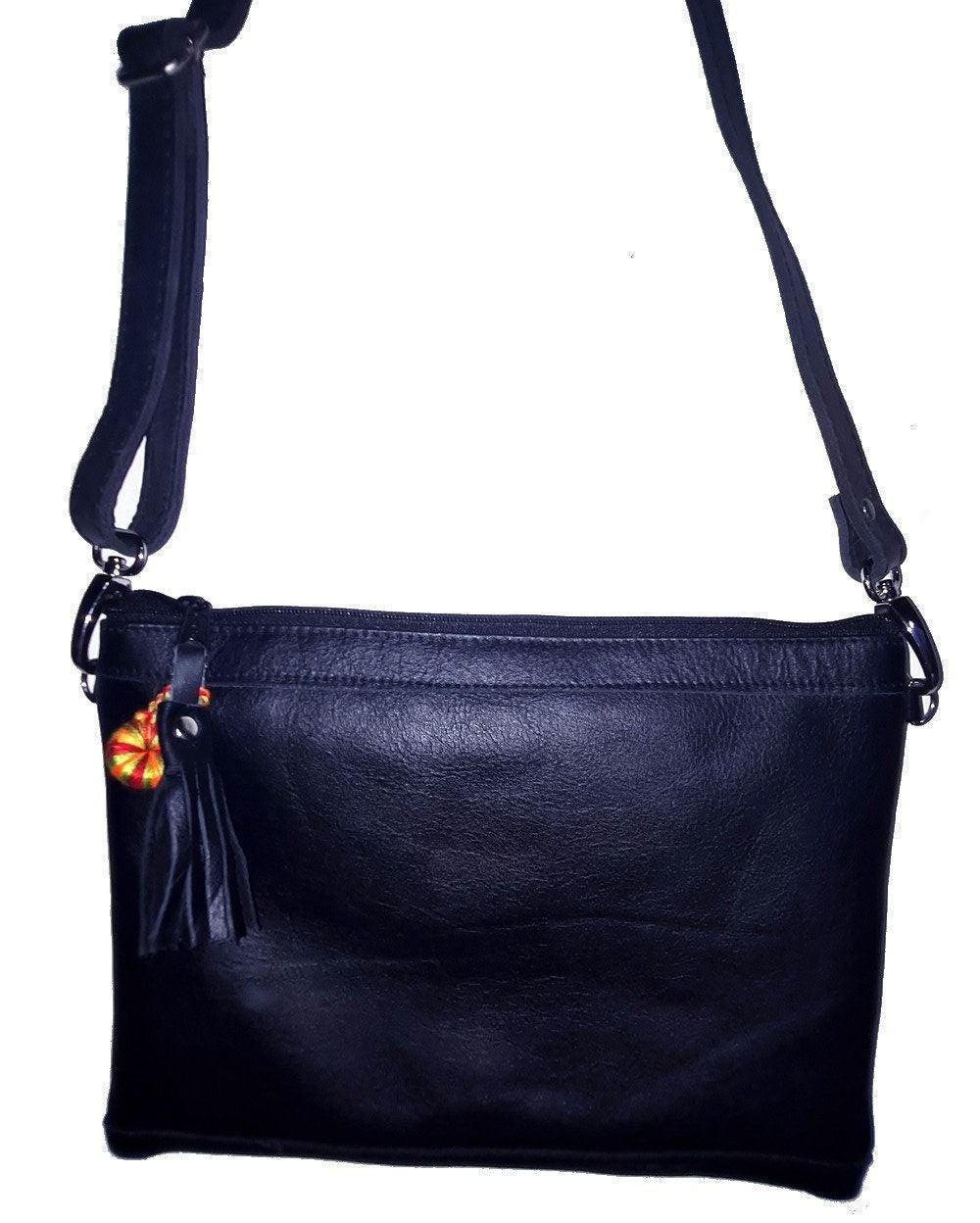 Aesthetic Woman Guatemalan Leather Huipil CROSSBODY Wristlet CLUTCH PURSE - 100% Cotton Lining Purse