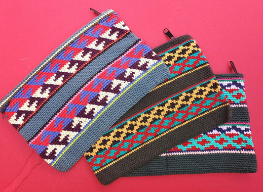 Cotton crocheted zippered coin purse