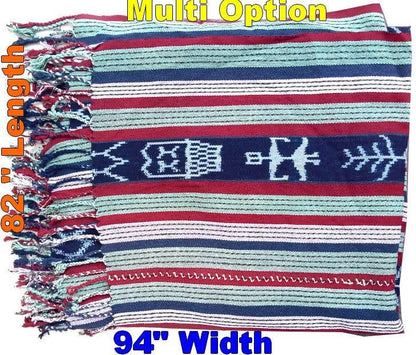 Cotton Guatemalan handmade weaved tassels eco dyed ikat bedspread