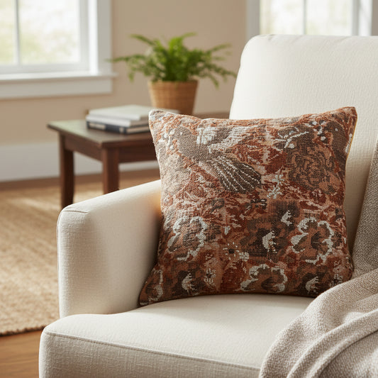 Guatemalan Upcycled Pillow Cover / Ethnic Comalapan Dove Cushion Case / 13.5 x13.5 inches