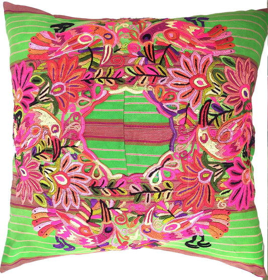 Cotton Guatemala hand embroidery -Eagles & floral- huipil pillow case cushion cover 26x26 inches