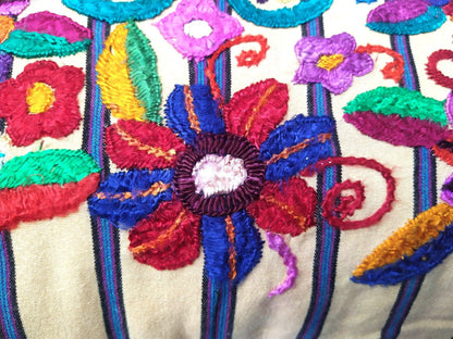 Cotton Guatemala Hand Embroidery -BUTTERFLY & Floral- Huipil PILLOW Case Cushion Cover