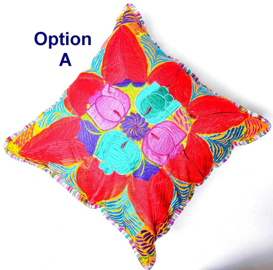 Guatemalan Embroidery - Floral- Pillow Case Cushion Cover 18x18