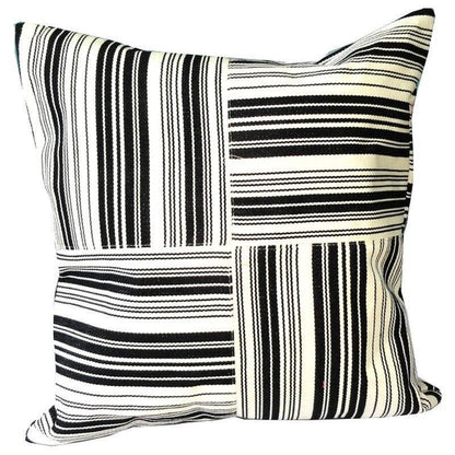 Cotton Guatemala pillow case cushion Festival striped Squares Black and Ivory colors customizable size 14x14, 16x16, 18x18, 20x20, 24x24